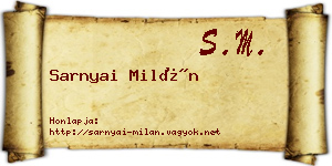 Sarnyai Milán névjegykártya
