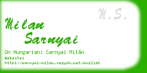 milan sarnyai business card